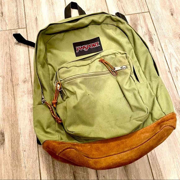 Jansport Bags Jansport Backpack Bag Large Vintage Sage Green Suede